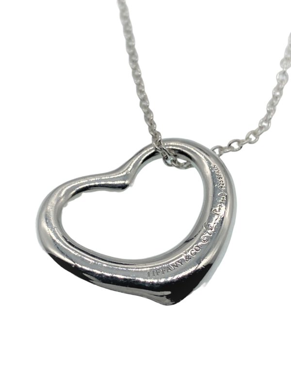 Tiffany & Co. Silver Elsa Peretti 22mm Open Heart Pendant Necklace