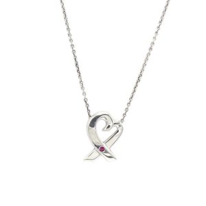 Tiffany & Co. Loving Heart Necklace With Pink Sapphire
