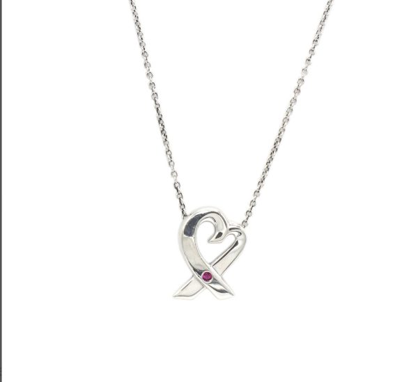 Tiffany & Co. Loving Heart Necklace With Pink Sapphire